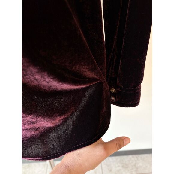 Anthropologie maeve purple velvet button front long sleeve - Picture 5 of 9